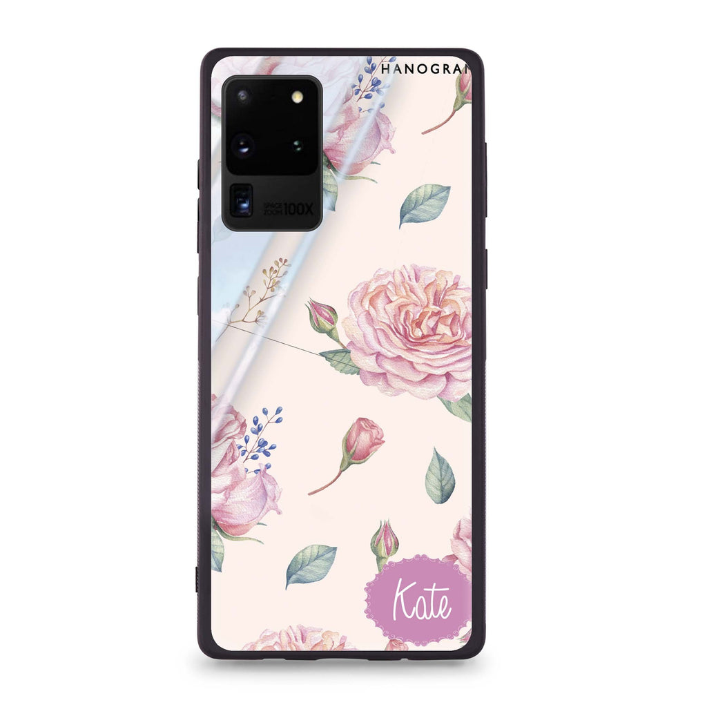 Pinky Flowers Samsung Glass Case