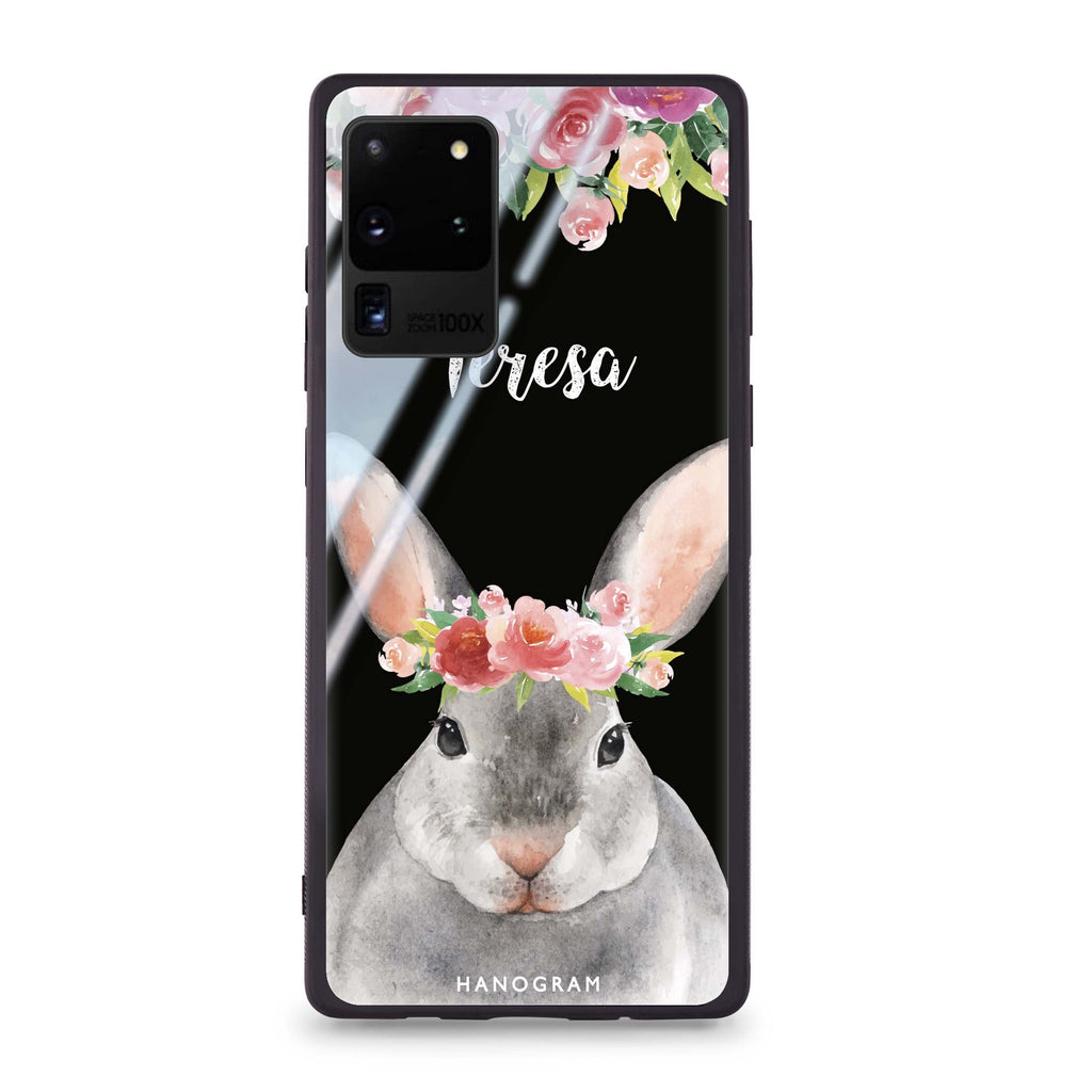 Floral and Bunny Samsung Glass Case