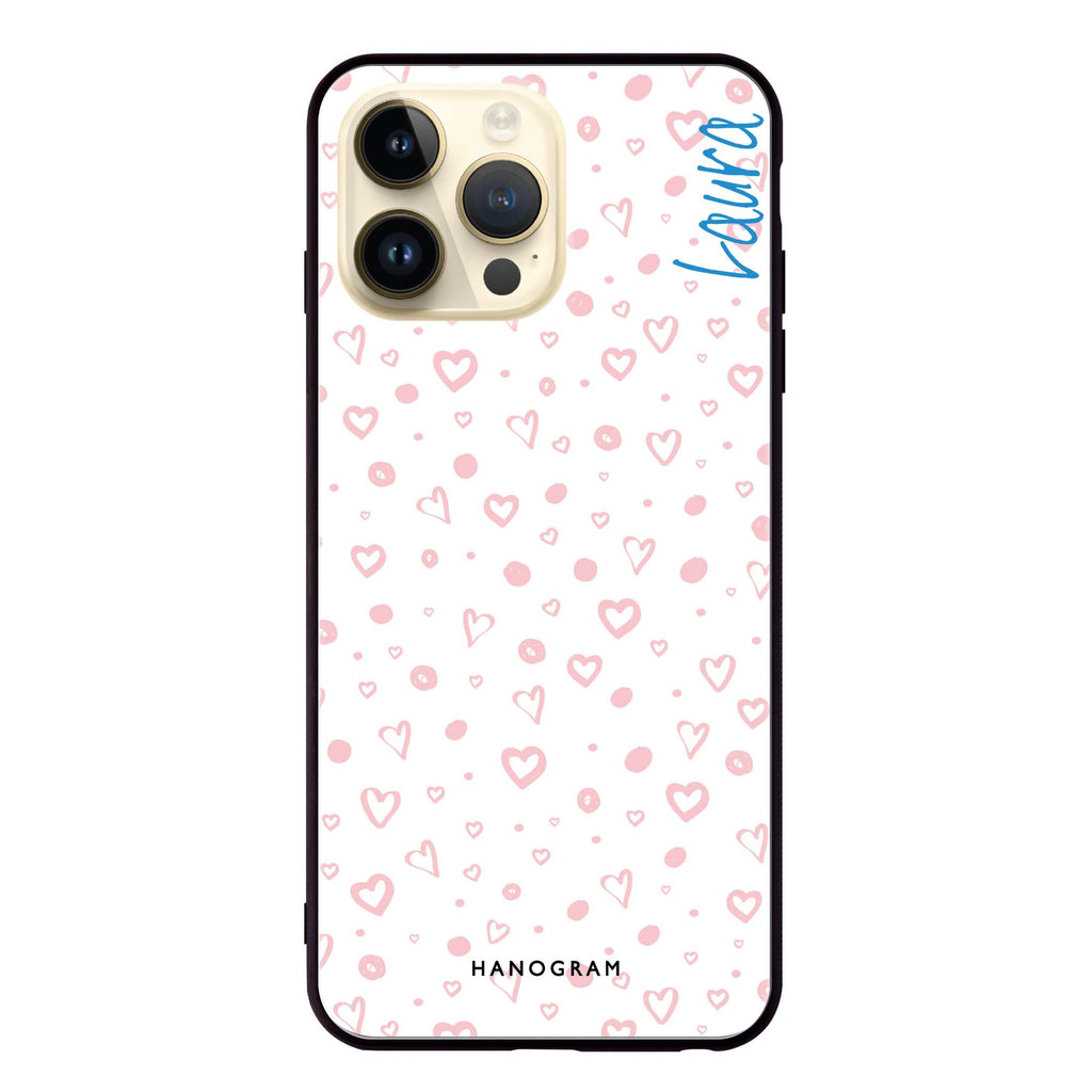 Pinky Hearts Glass Case