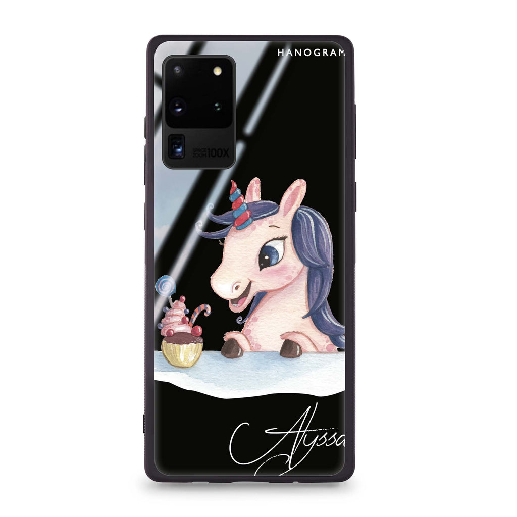 Rainbow Unicorn And Cupcake Samsung Glass Case