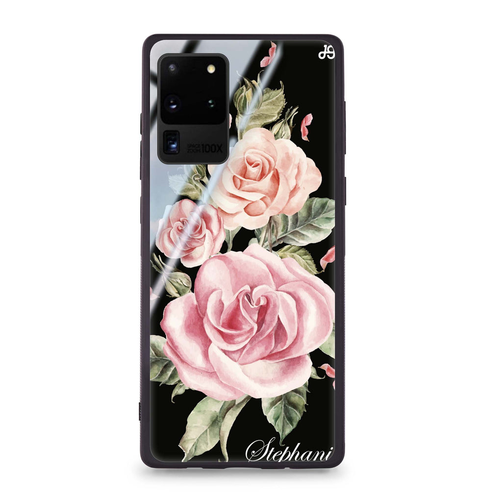 Pink Watercolor Floral Samsung Glass Case
