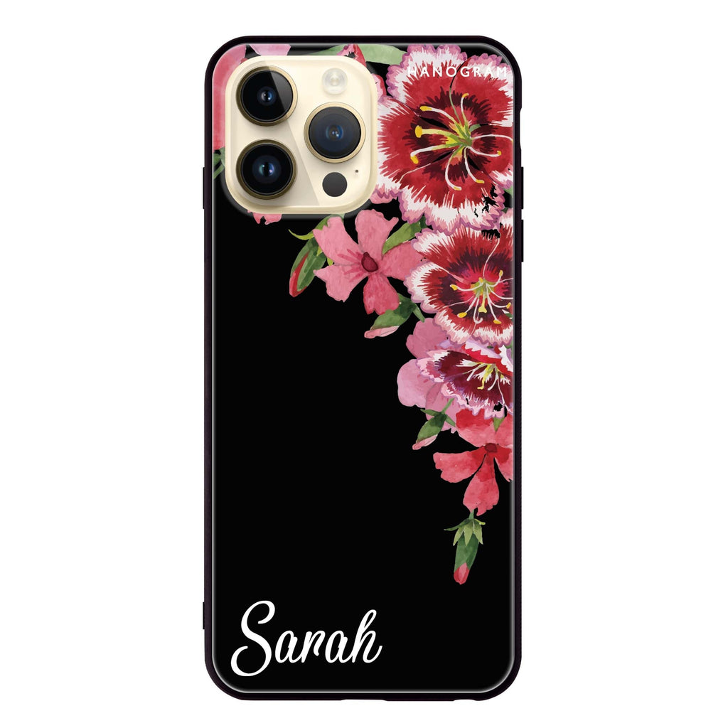Red watercolour Floral Glass Case