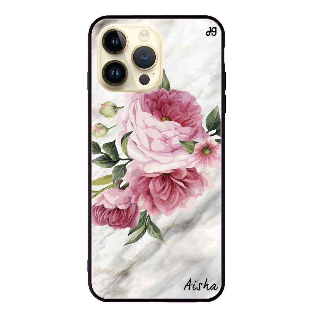 Floral & Marble Glass Case