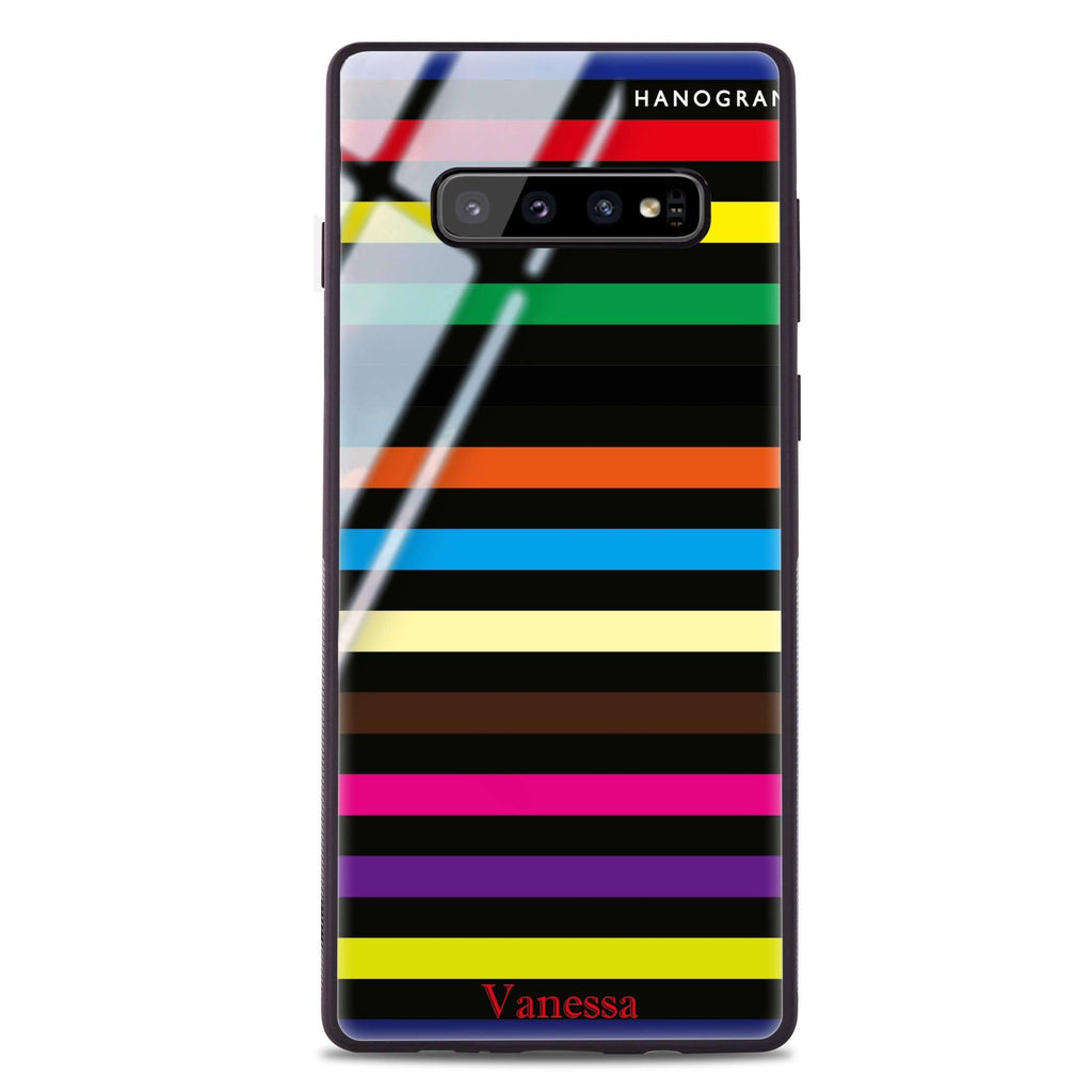 colorful stripe Samsung S10 Plus Glass Case