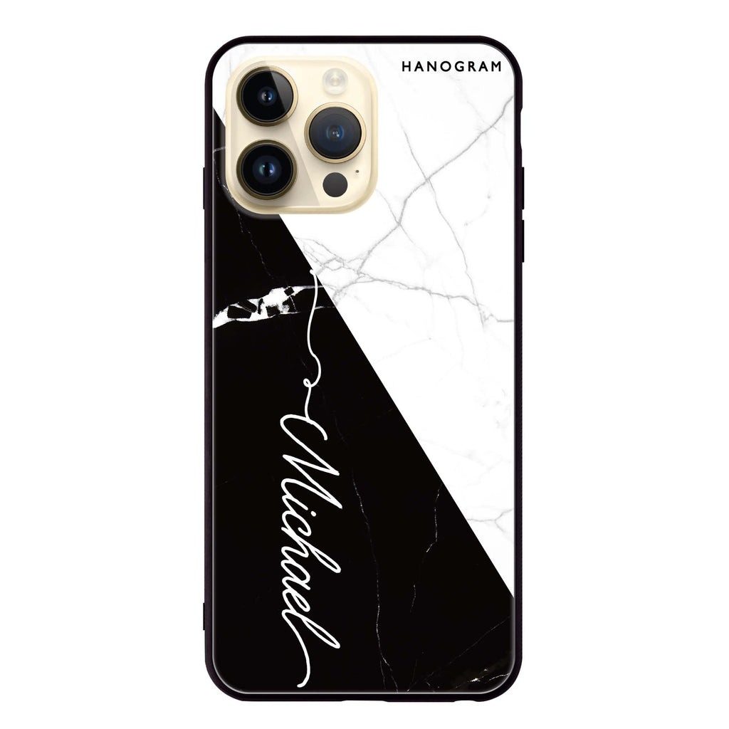 White And Black Marble iPhone 13 Pro Glass Case