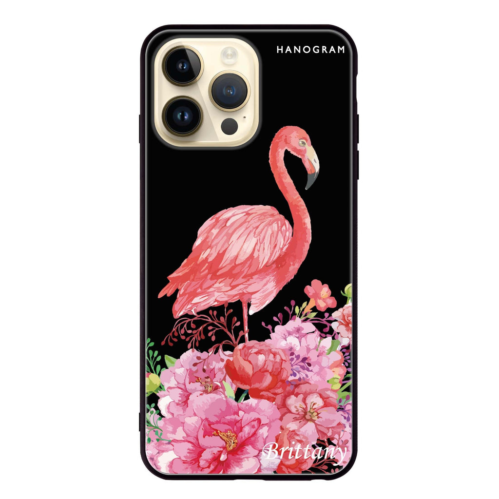 Flamingo & Flower Glass Case