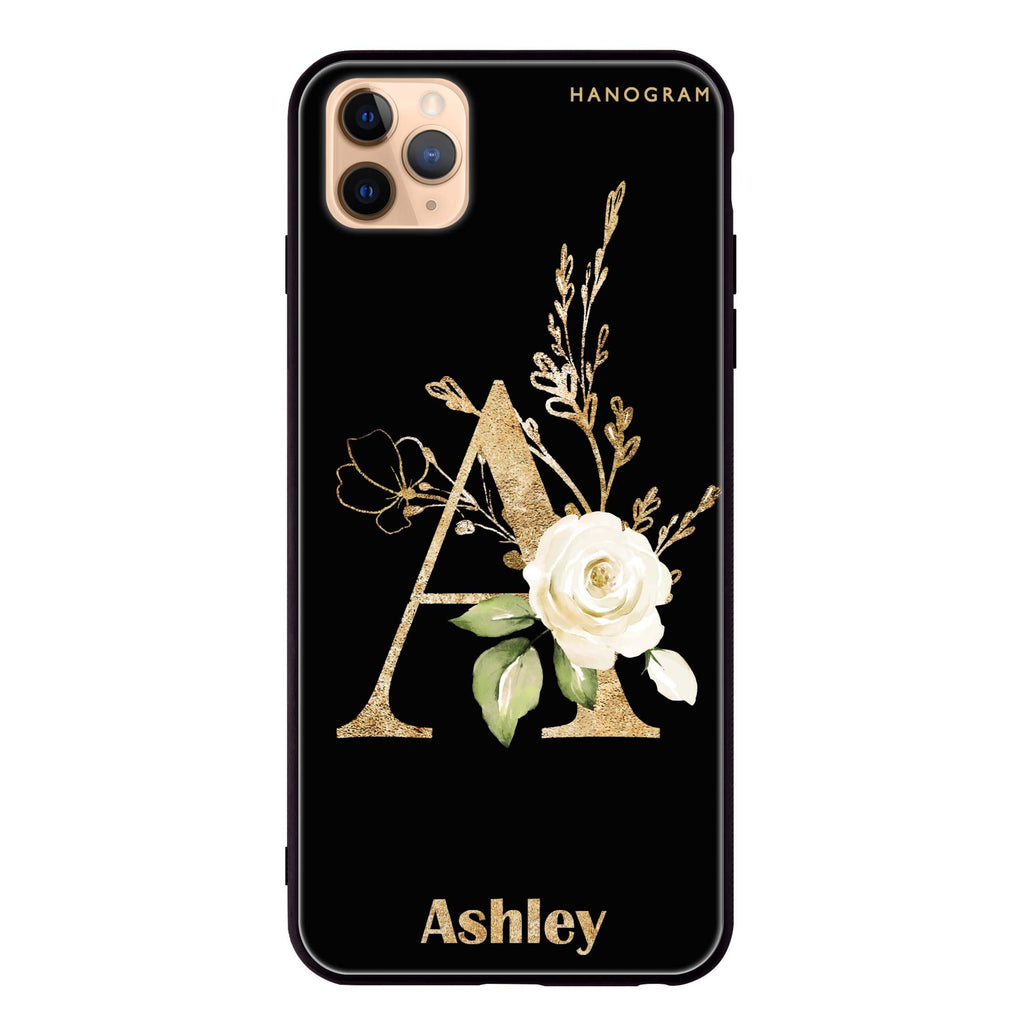 Golden Floral Monogram iPhone 11 Pro Glass Case